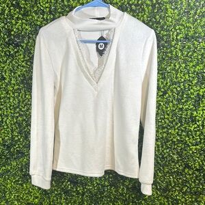 CBR White Fitted Sweatshirt with Sailor Collar